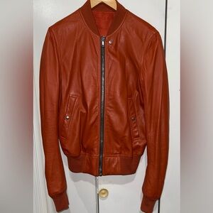 Rick Owens| Reversible Orange leather/ two tone bomber jacket